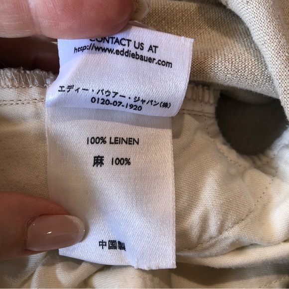 Mens 100 linen Eddie Bauer pleat front cuff hem pants size 36 tall - Picture 6 of 10